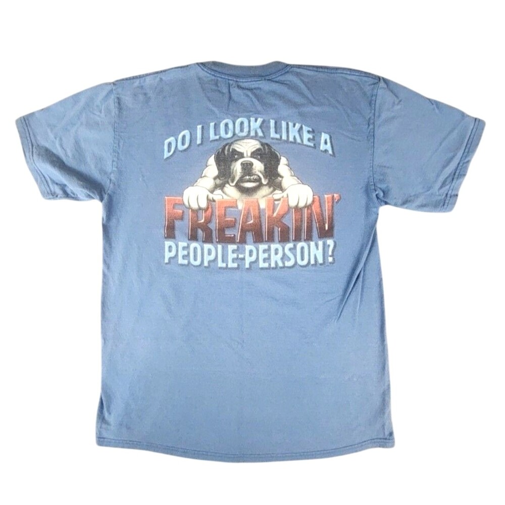 Big Dogs Shirt Mens S/M Blue Do I Look Like A Freakin People Person Graphic Tee